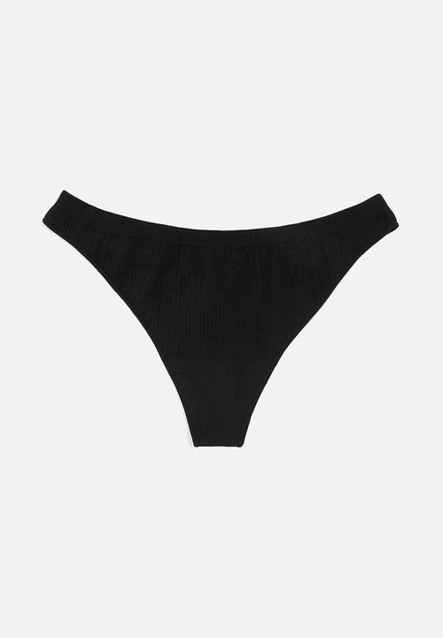 Cotton On - Seamless rib thong brief 3 pack - black