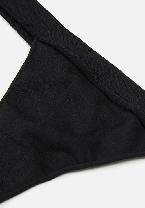 Cotton On - Seamless rib brasiliano brief 3 pack - black