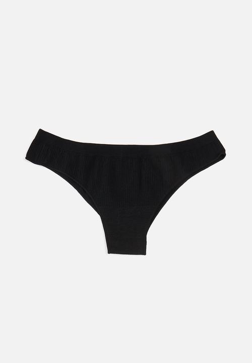 Cotton On - Seamless rib brasiliano brief 3 pack - black