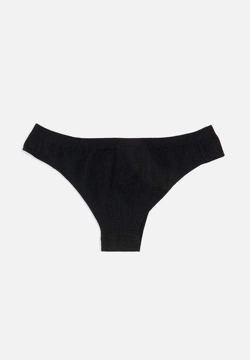 Cotton On - Seamless rib brasiliano brief 3 pack - black