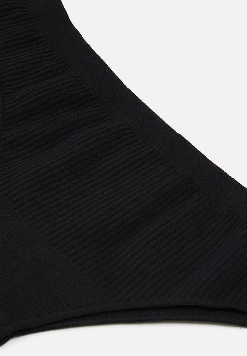 Cotton On - Seamless rib brasiliano brief 3 pack - black