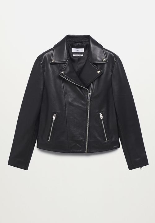 MANGO - Leather Jacket perfect - black