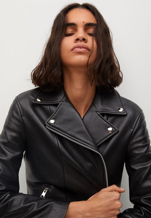 MANGO - Leather Jacket perfect - black