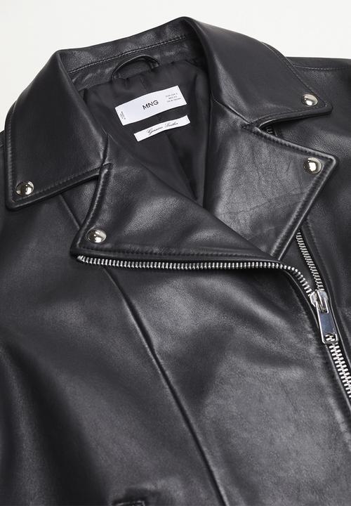 MANGO - Leather Jacket perfect - black