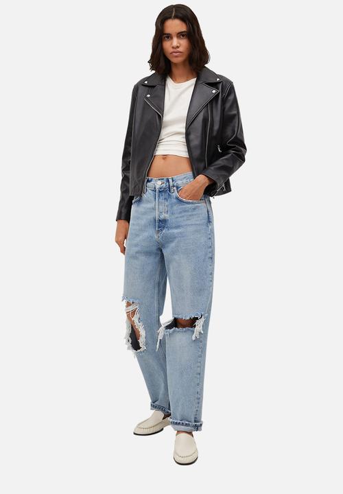MANGO - Leather Jacket perfect - black