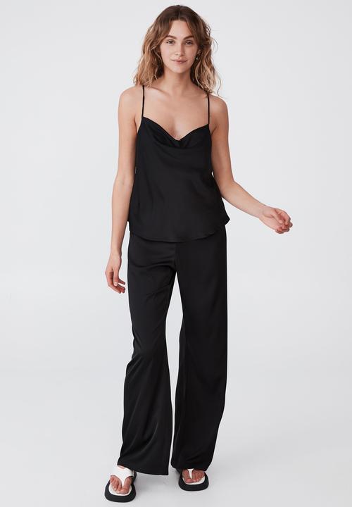Cotton On - Santorini cowl neck satin cami - black