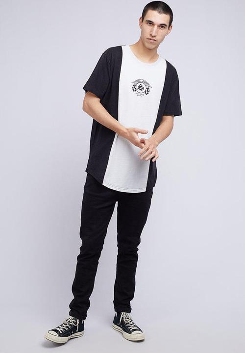 Silent Theory - Harvey panel short sleeve tee - washed black