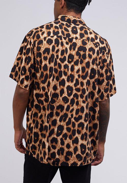 Silent Theory - Big cat short sleeve shirt - black & brown 