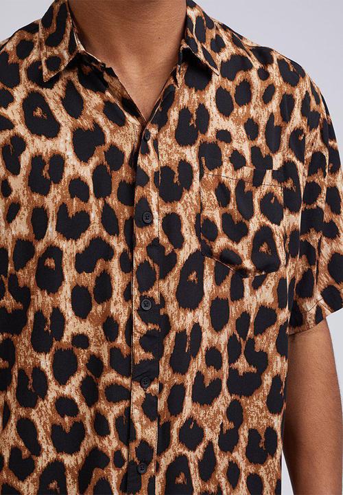 Silent Theory - Big cat short sleeve shirt - black & brown 