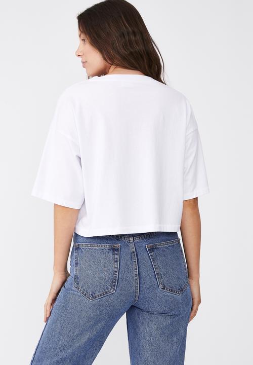 Cotton On - Cropped boyfriend tee - white