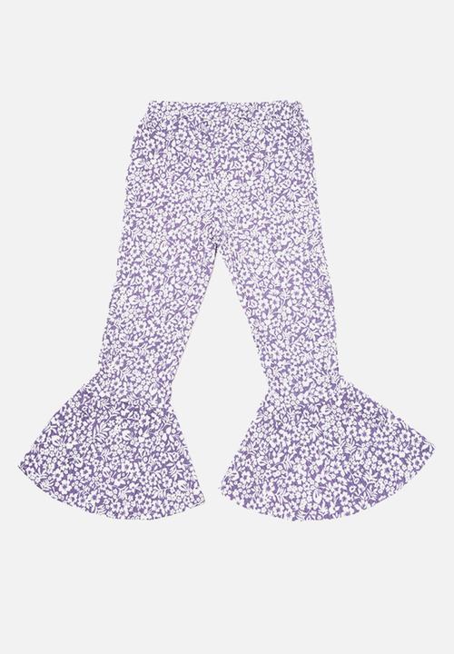 Trendyol - Floral print pants - lilac & white 