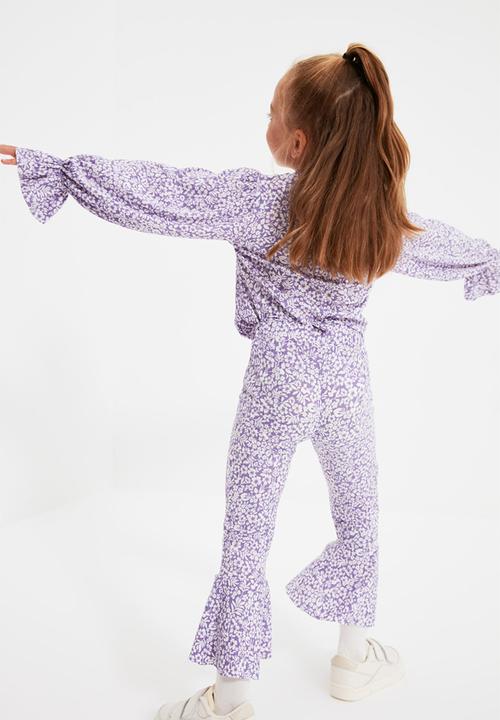 Trendyol - Floral print pants - lilac & white 