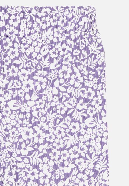 Trendyol - Floral print pants - lilac & white 