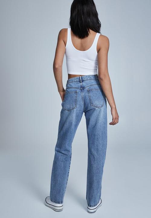 Cotton On - Long straight jean - wategos blue rip