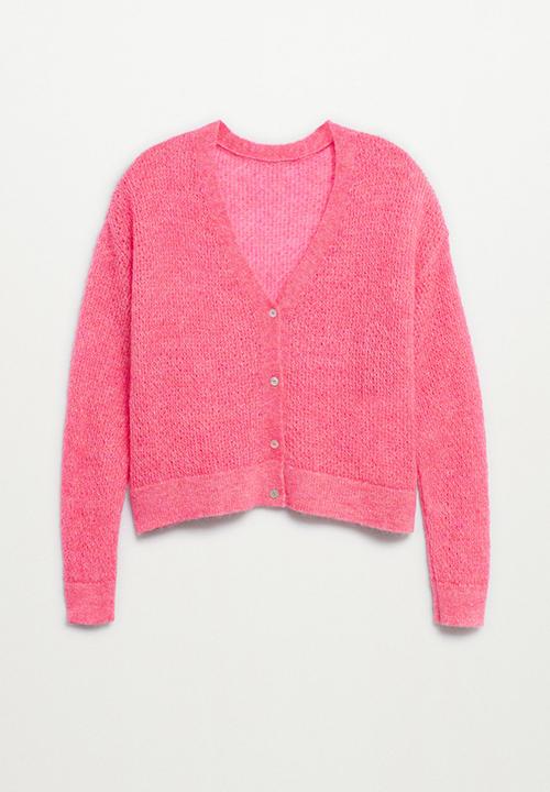 MANGO - Cardigan gery - bright pink