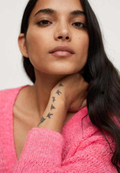 MANGO - Cardigan gery - bright pink