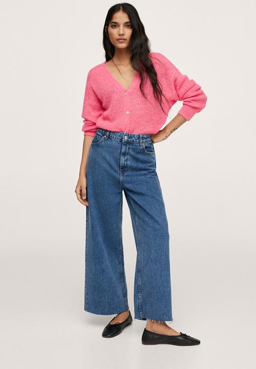 MANGO - Cardigan gery - bright pink