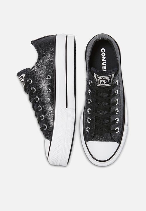 Converse - Chuck taylor all star platform glitter ox - black/black/white - glitter shine