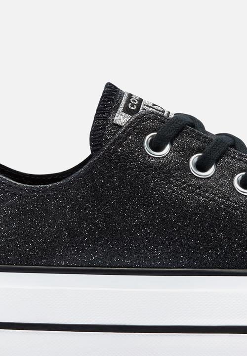 Converse - Chuck taylor all star platform glitter ox - black/black/white - glitter shine