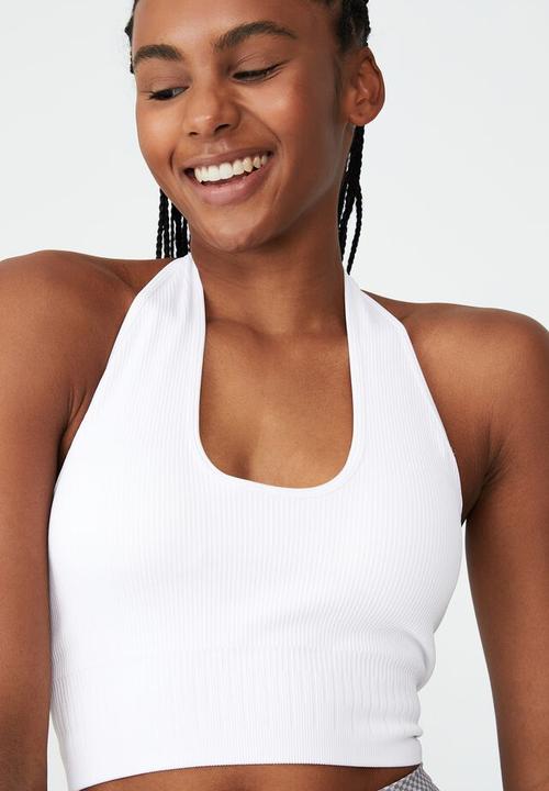Cotton On - Seamless rib halter vestlette - white