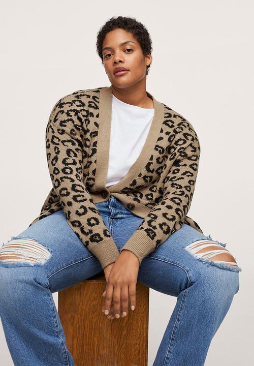 MANGO - Plus cardigan leo - medium brown