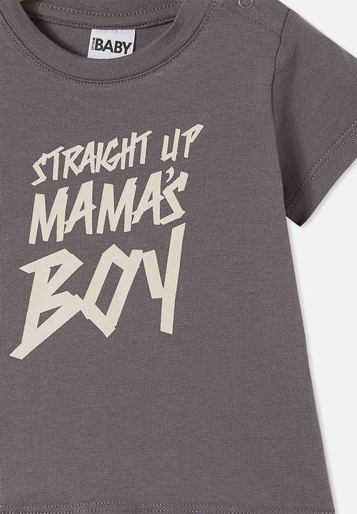 Cotton On - Jamie short sleeve tee - rabbit grey/straight up mama s boy