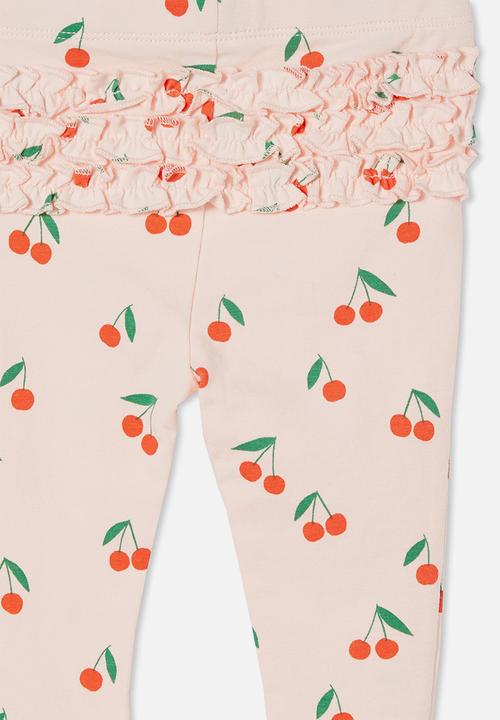 Cotton On - Quinn ruffle legging - crystal pink/red orange mini cheryl cherries
