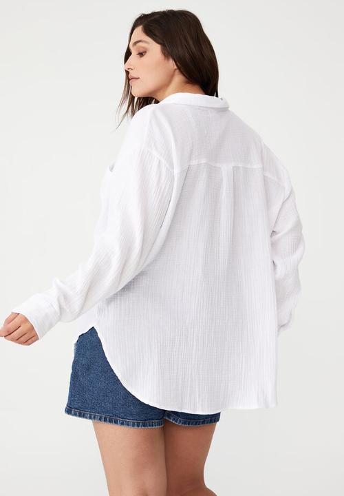 Cotton On - Curve savannah oversized shirt - white