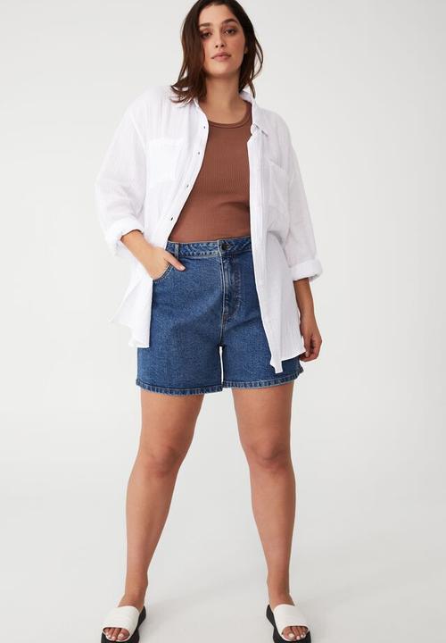 Cotton On - Curve savannah oversized shirt - white