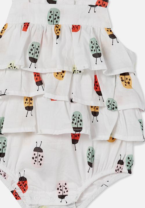 Cotton On - Tilly ruffle bubbysuit - vanilla/multi lily ladybug