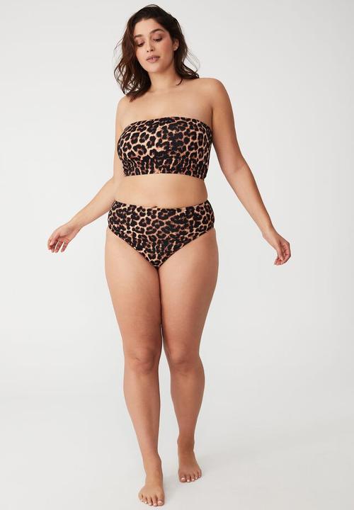 Cotton On - Curve bandeau bikini top - exotic leopard