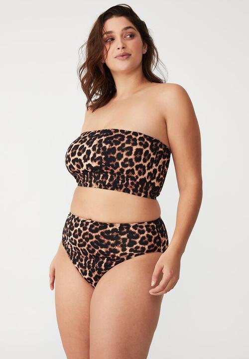 Cotton On - Curve bandeau bikini top - exotic leopard