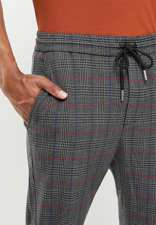 Only & Sons - Onslinus check pant dt 5497 - dark grey