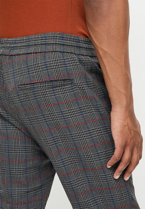 Only & Sons - Onslinus check pant dt 5497 - dark grey
