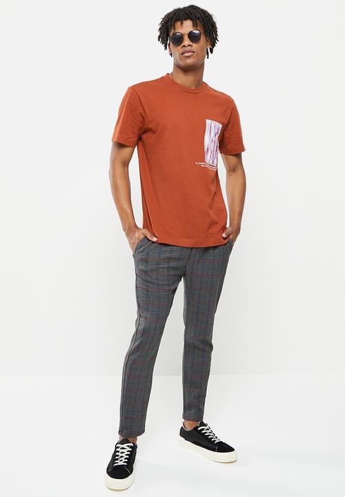 Only & Sons - Onslinus check pant dt 5497 - dark grey