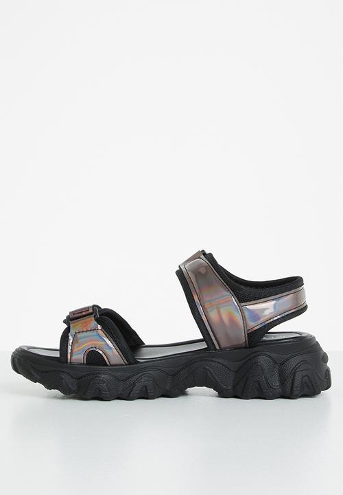 Tom Tom - Metallic sporty chunky sandal - black