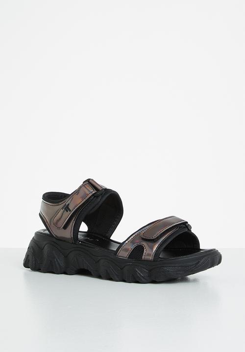 Tom Tom - Metallic sporty chunky sandal - black