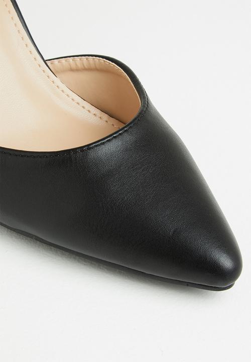 Jada - Ankle strap pointed block heel - black