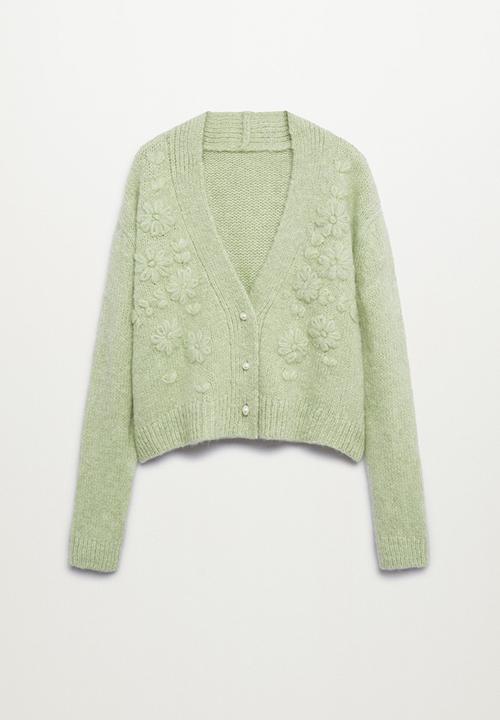MANGO - Plus cardigan fleur - light pastel green