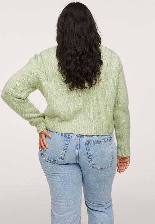 MANGO - Plus cardigan fleur - light pastel green