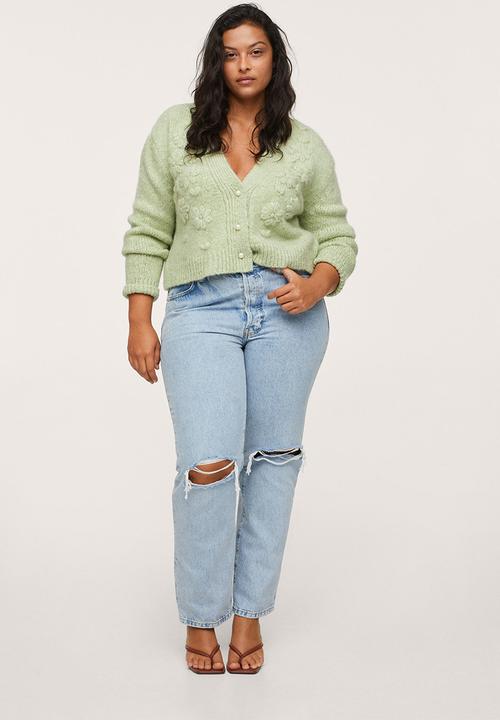 MANGO - Plus cardigan fleur - light pastel green