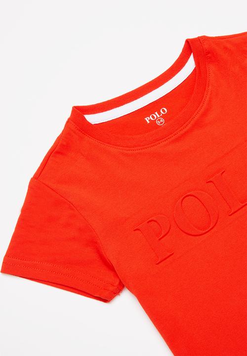 POLO - Girls terri embossed tee - red