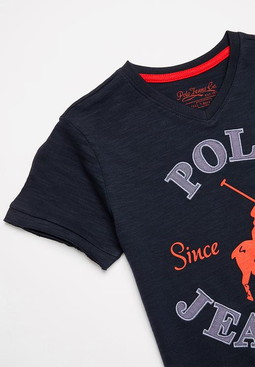 POLO - Boys pjc sebastian printed V-neck tee - navy