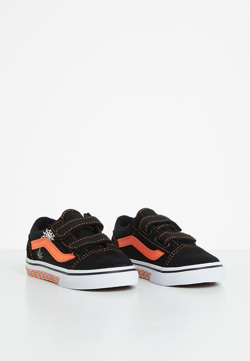 Vans - Td old skool v - (glow checkerboard web) black/orange tiger