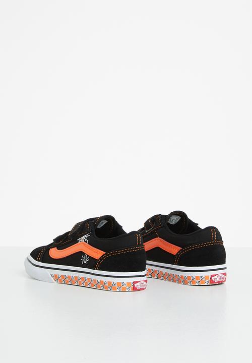Vans - Td old skool v - (glow checkerboard web) black/orange tiger
