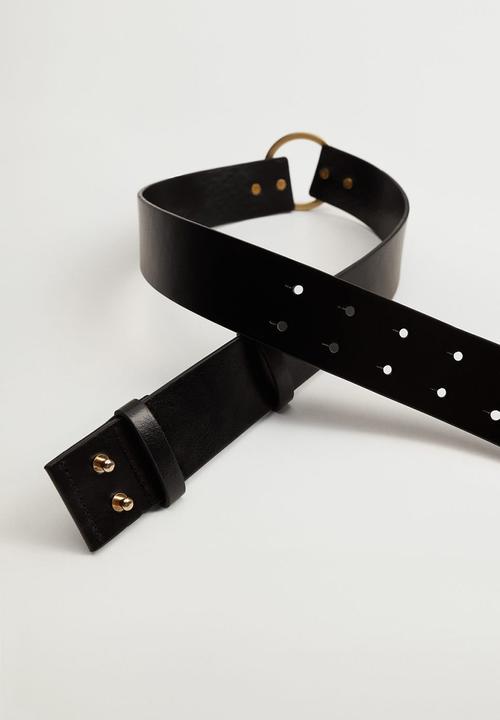 MANGO - Rounded buckle belt - black