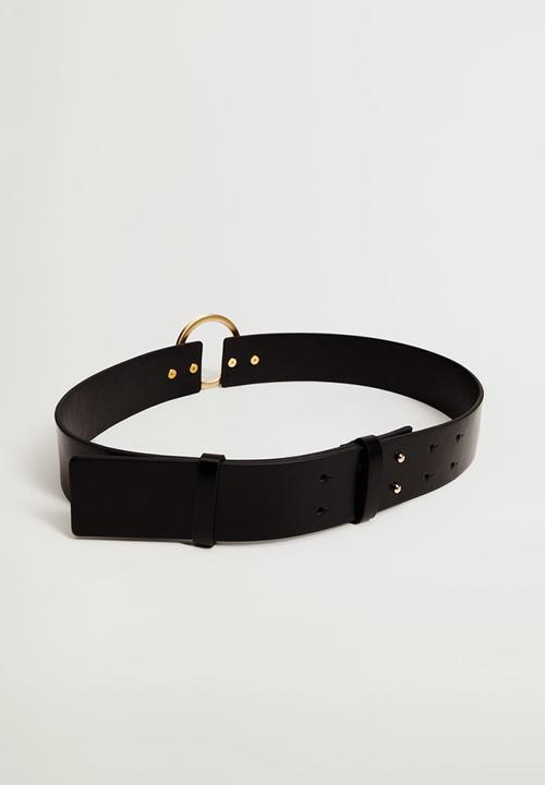 MANGO - Rounded buckle belt - black