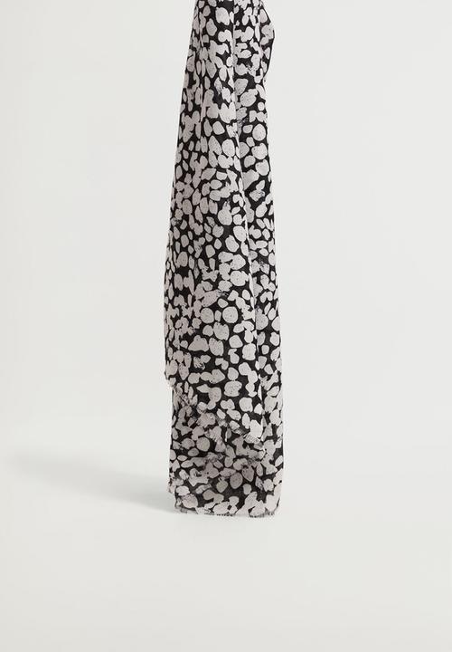 MANGO - Frayed edge scarf - black