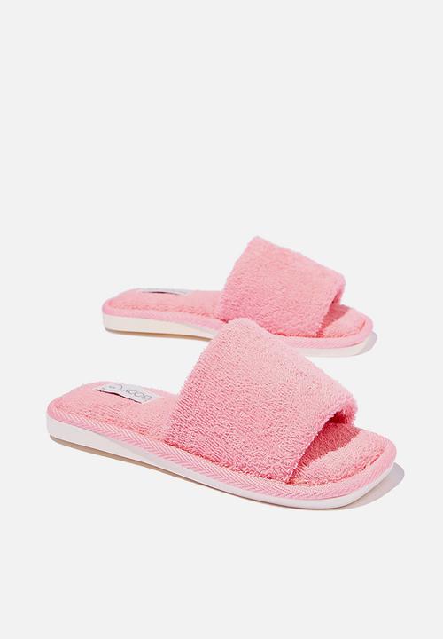 Cotton On - Luxe towelling slide - bubblegum