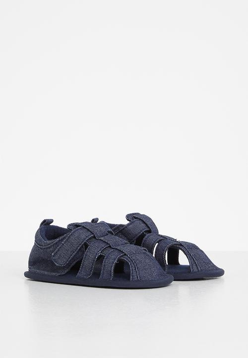 Pop Candy - Baby boys denim caged sandal - blue